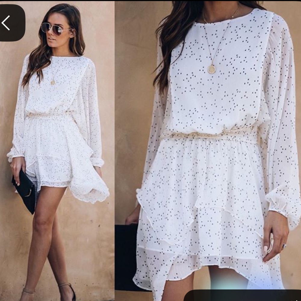 NWT Vici Gemini Chiffon Smocked Ruffle Dress- Size Small